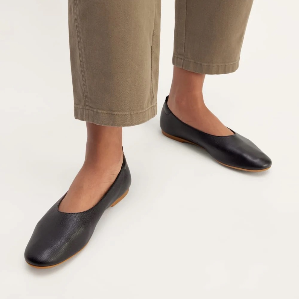 Everlane Day Glove Black Leather Ballet Flats (Size 9.5)